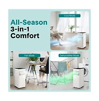 SereneLife 8,000 Btu Portable Air Conditioner - 3-in-1 Ac, Fan and Dehumidifier with Remote and Window Kit