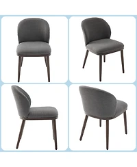 homfan Set of 2 Dining Chairs, Linen Upholstered Chairs with Ergonomic Back and Wood Legs for Kitchen or Dining Room