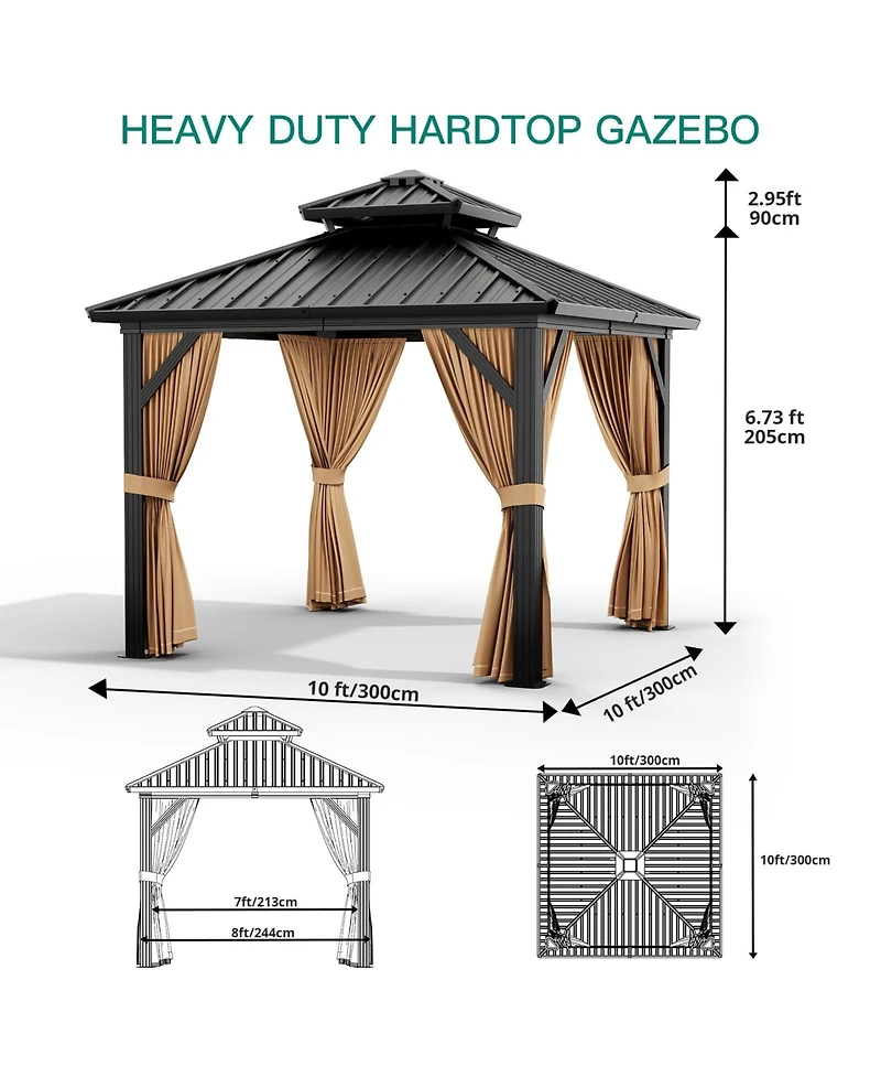 homfan Double Top Metal Storage Shed 76 Columns Heavy Duty Outdoor Garden Tool Shed, Aluminum and Iron Frame