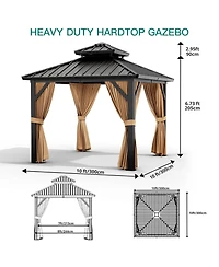 homfan Double Top Metal Storage Shed 76 Columns Heavy Duty Outdoor Garden Tool Shed, Aluminum and Iron Frame