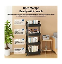homfan 5 Tier Bar Cart, 16 Inch Slim Rolling Utility Shelf Cart with Side Baskets and Locking Wheels for Kitchen or Pantry