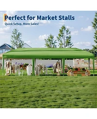 homfan Heavy Duty Pop Up Canopy TentRemovable Sidewalls, Adjustable Height, Sandbags, Stakes and Portable Carry Bag
