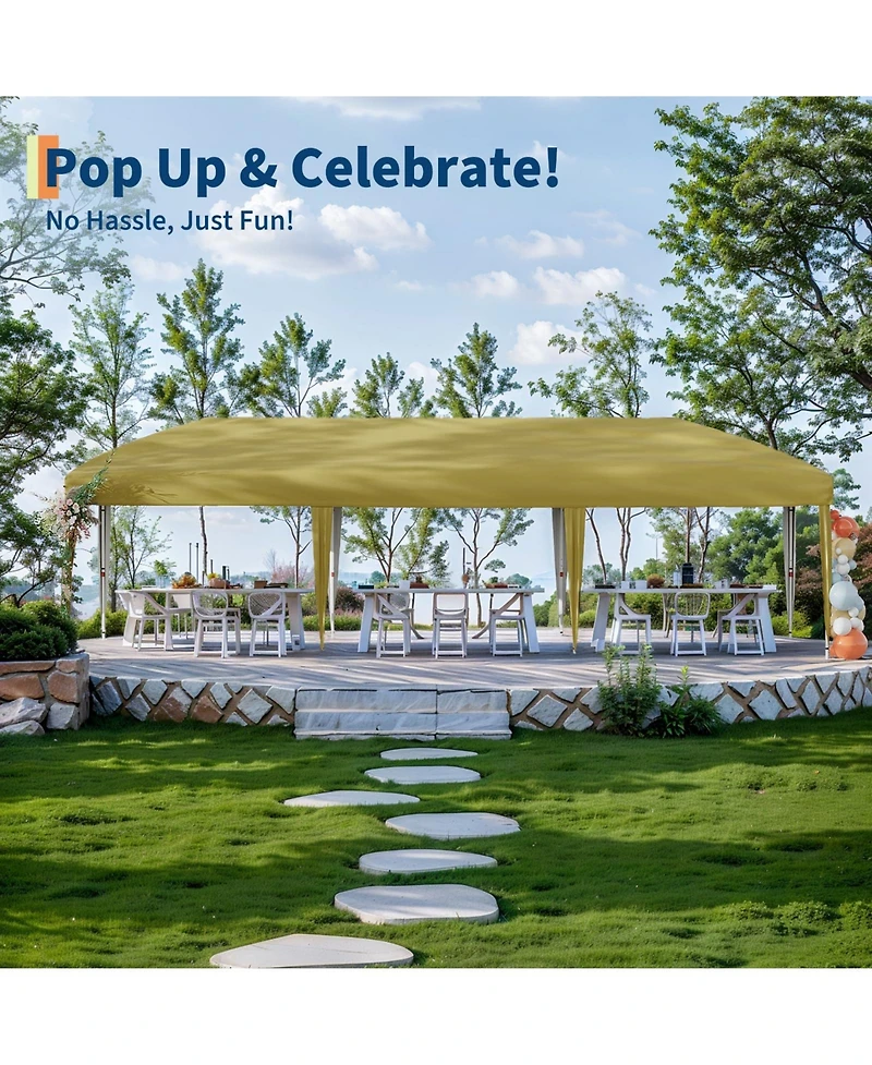 homfan Heavy Duty Pop Up Canopy TentRemovable Sidewalls, Adjustable Height, Sandbags, Stakes and Portable Carry Bag