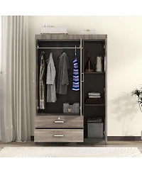 Streamdale Furniture 3-Door Wardrobe with 2 Drawers Wood Grain Effect