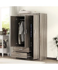 Streamdale Furniture 3-Door Wardrobe with 2 Drawers Wood Grain Effect