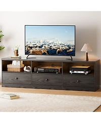 homfan Tv Stand for TVs Up to 80 Inches, Modern Entertainment Center with Open Shelf Drawer Cable Hole, Waterproof, Anti-Stain Media Console