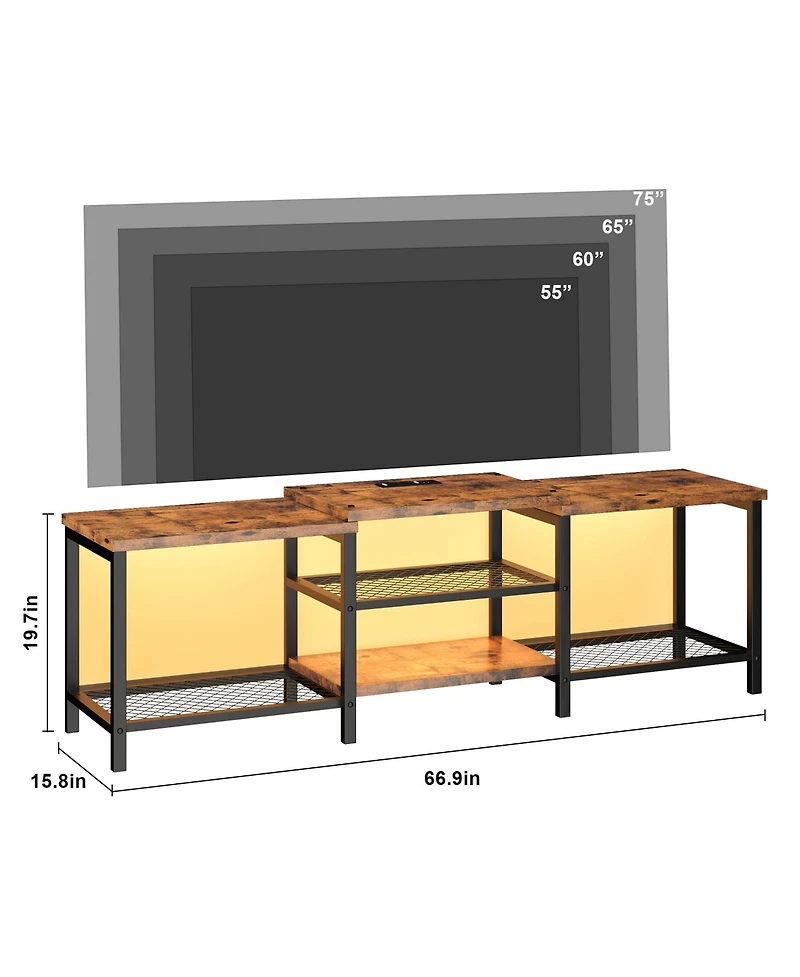 homfan Right Angle Tv Console Table, Media Stand with Open Storage Shelves for Living Room Entertainment Center