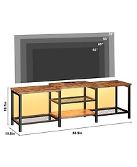 homfan Right Angle Tv Console Table, Media Stand with Open Storage Shelves for Living Room Entertainment Center