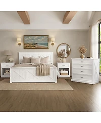 Streamdale Furniture Streamdale 4-Piece Farmhouse Queen Bedroom Set with Bed 2 Nightstands and Dresser
