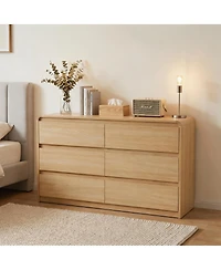 Streamdale Furniture Modern 6-Drawer Wood Dresser with Concealed Handles and Rounded Corners
