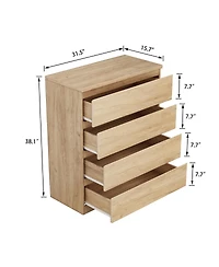 Streamdale Furniture 4-Drawer Modern Storage Dresser 31.5'' Natural Wood Chest for Bedroom