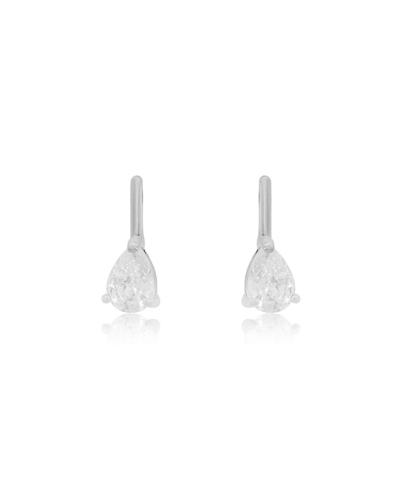 The Lovery Cz Pear Bar Drop Earrings Sterling Silver