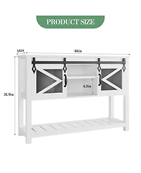 homfan Farmhouse Entryway Console Sofa Table – 46inch Narrow Accent Table with Sliding Barn Doors and Storage Shelves – Ideal for Foyer