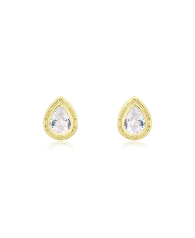 The Lovery Cz Pear Double Bezel Stud Earrings