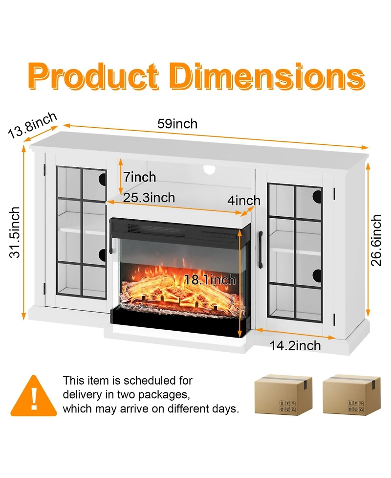 homfan Modern Fireplace Tv Stand