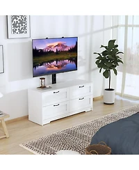 homfan Modern Tv Stand Dresser with Mount and 4 Drawers, Adjustable Media Console for 32-80 Inch TVs, Storage Cabinet for Bedroom or Living Room