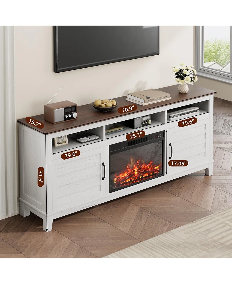 homfan Versatile Entertainment Center for Living Room, 70.9inch Cabinet with Adjustable Shelves, Farmhouse Style, Ideal for Home