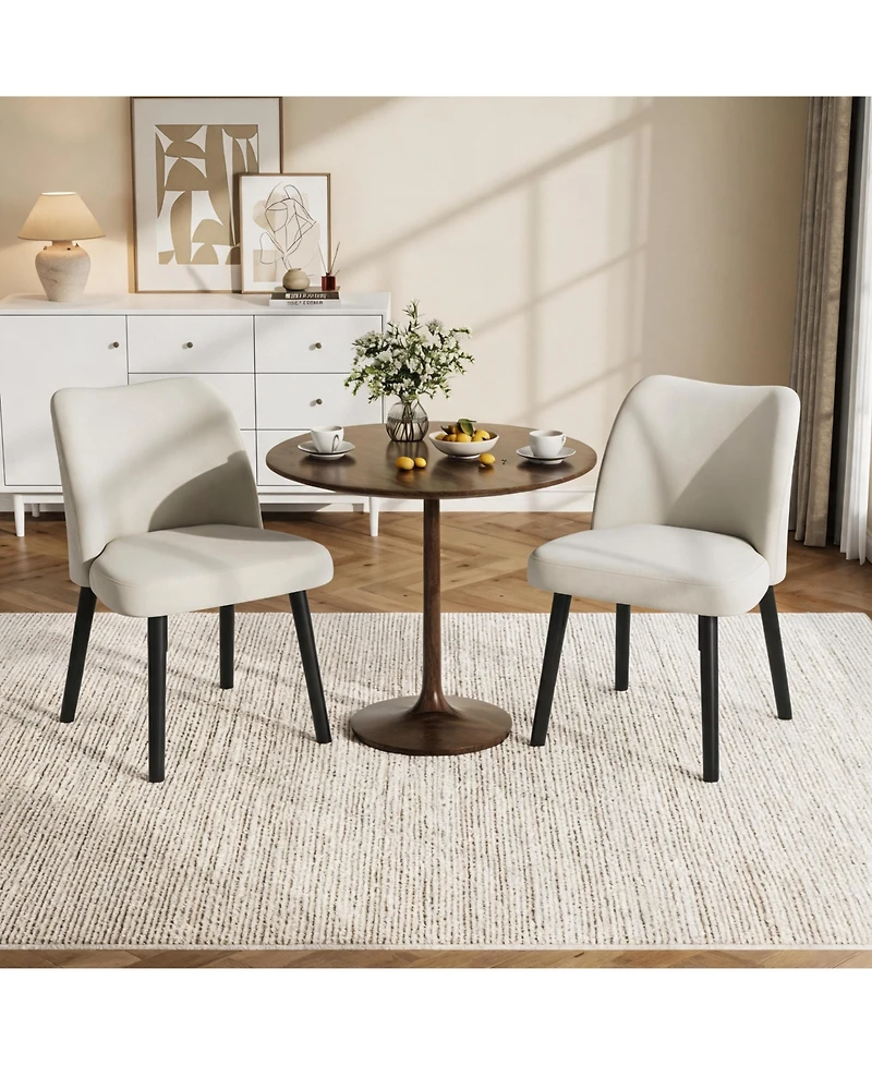 homfan Set of 2 Velvet Upholstered Dining Chairs, Kitchen Chairs with Metal Legs and High Back for Room or Living