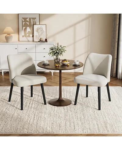 homfan Set of 2 Velvet Upholstered Dining Chairs, Kitchen Chairs with Metal Legs and High Back for Room or Living
