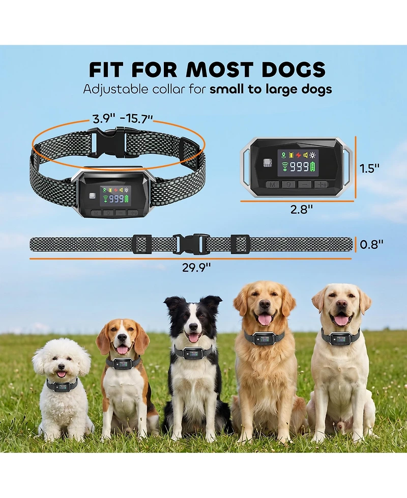 PawHut Gps Dog Shock Collar IP67 Waterproof, Dog Training Collar