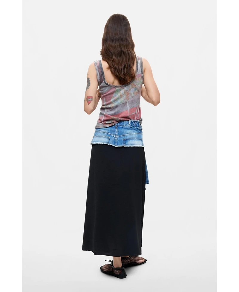 Desigual Women's Long pleated denim skirt