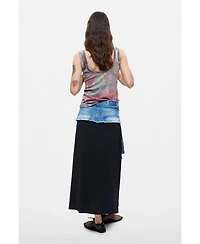 Desigual Women's Long pleated denim skirt