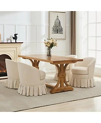 homfan Set of 2 Swivel Dining Chair, Linen Upholstered Mid Century Armchair with 360 Degree Rotation for Dining Room or Vanity