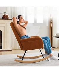 homfan 25.8D x 25.8W x 40H in Upholstered Rocking Chair with Engineered Wood Frame, Padded Seat Cushion for Living Room Nursery Bedroom