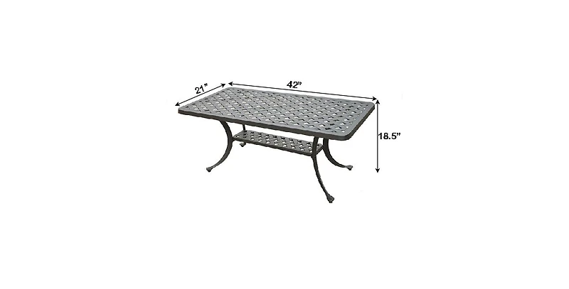Slickblue Solid Cast Aluminum 21 x 42 inch Outdoor Patio Dining Cocktail Table