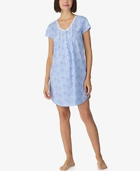Eileen West Women's Cotton Jersey Knit Cap-Sleeve Sleep Shirt