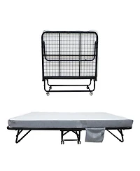 homfan Portable Folding Bed with 5 Inch Memory Foam Mattress, Metal Frame, 4 Rolling Casters, No Assembly Required, Foldable Guest Bed