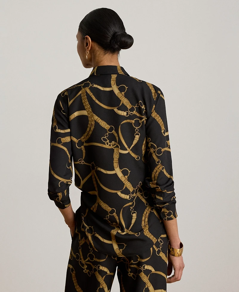 Lauren Ralph Women's Classic Fit Belting Print Shirt