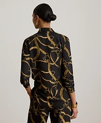 Lauren Ralph Women's Classic Fit Belting Print Shirt