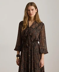 Lauren Ralph Women's Long-Sleeve Flare Dress