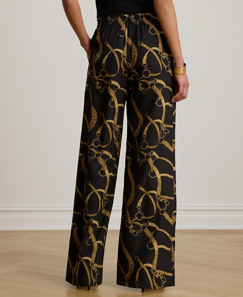 Lauren Ralph Lauren Women's Belting-Print Wide-Leg Pants