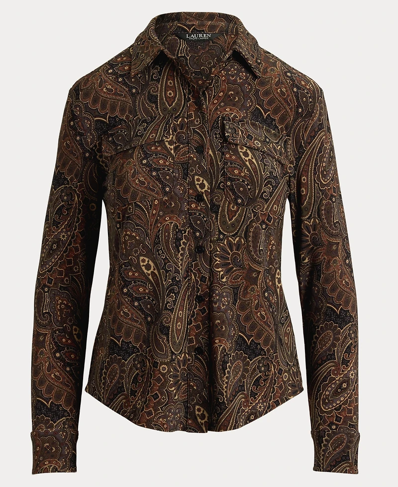 Lauren Ralph Women's Paisley Stretch Jersey Shirt