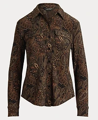 Lauren Ralph Women's Paisley Stretch Jersey Shirt