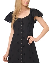 CeCe Women's Flutter-Sleeve Sweetheart Neck Midi Dress