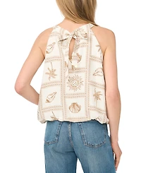 CeCe Women's Crewneck Bubble Hem Sleeveless Blouse