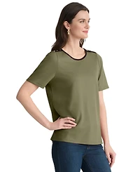 Jones New York Petite Drop Shoulder Top