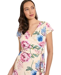 London Times Petite Printed Ruffle Detail Dress
