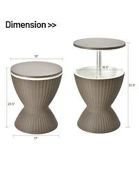 Gymax 8-Gal Patio Ice Cooler Bucket Cool Bar Side Table w/ Retractable Tabletop