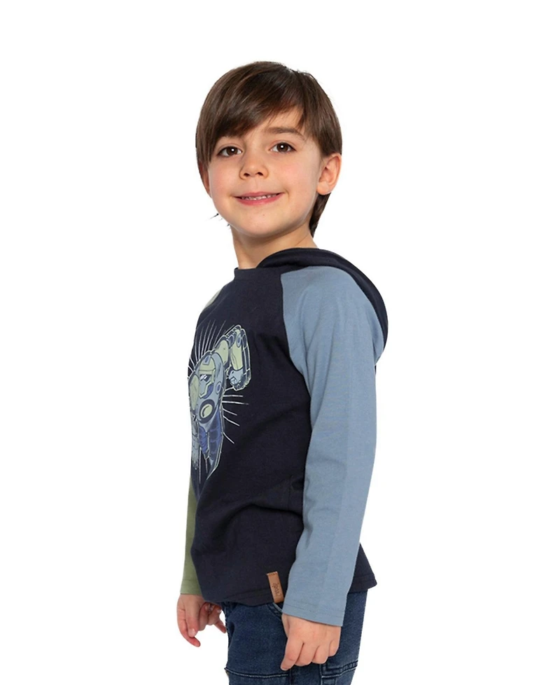 Deux par Deux Toddler Boys 2T-5T Raglan Hooded T-Shirt