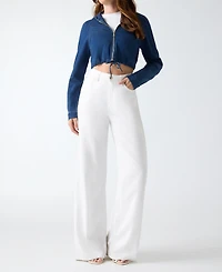 Guess Women's Reese Cropped Denim Hoodie Jacket