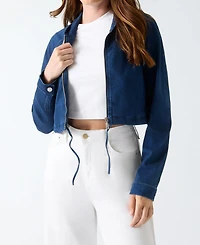 Guess Women's Reese Cropped Denim Hoodie Jacket