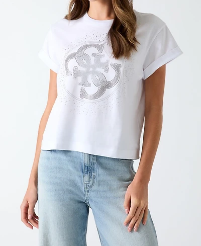 Guess Women's 4G Degrade Hotfix Graphic Cotton T-Shirt