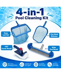 Xdovet Pool Skimmer Net Rake Brush Set 4Pieces