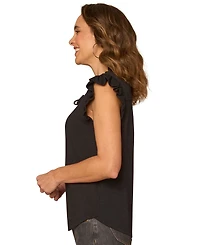 Democracy Petite Ruffle Cap-Sleeve Knit Top