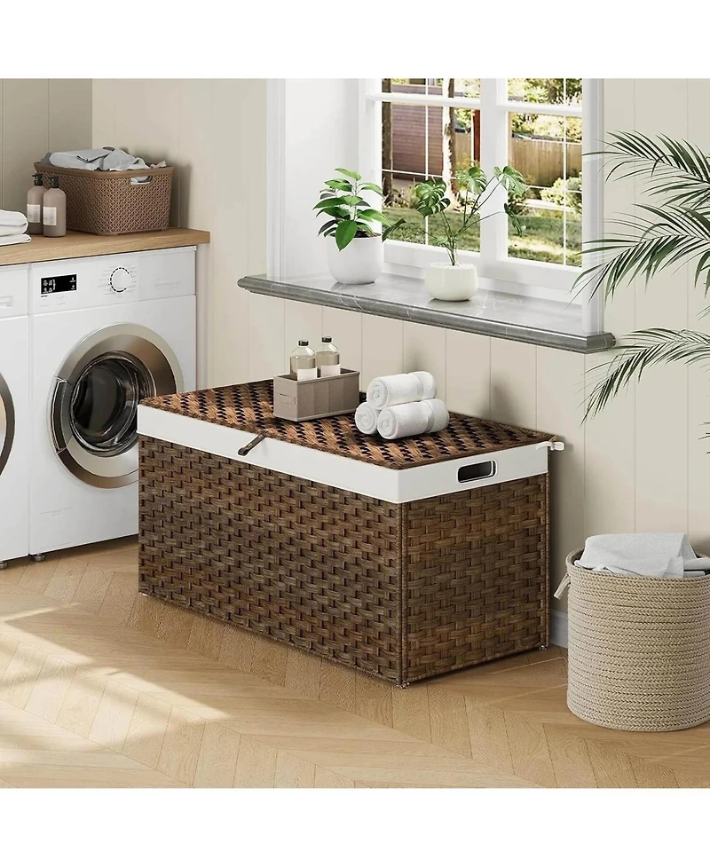 Slickblue Storage Basket with Lid and Handles for Home Organization and Clutter Control