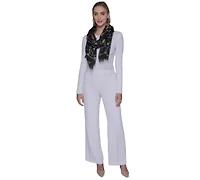 Karl Lagerfeld Paris Pearls and Charms Printed Oversized Scarf